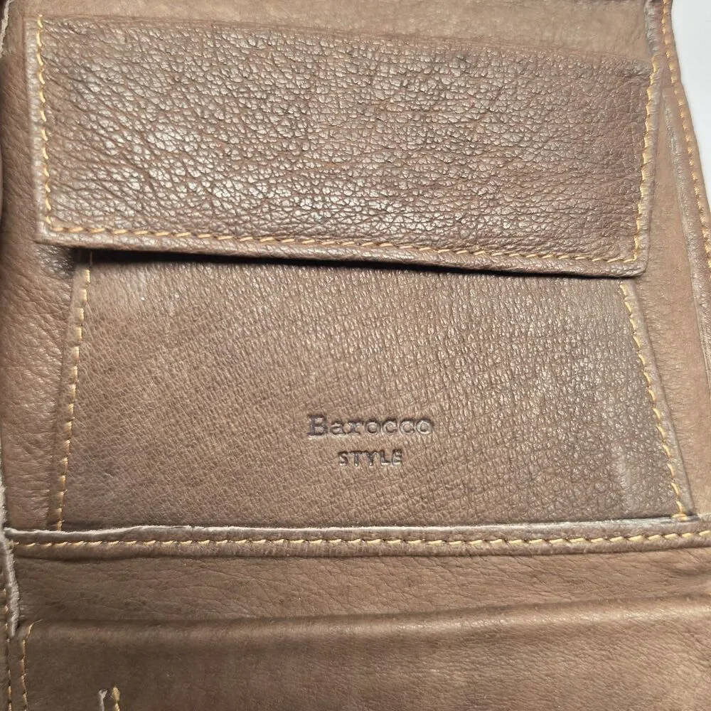Barocco Style Genuine Soft Leather Unisex Trifold Wallet New With Imperfection